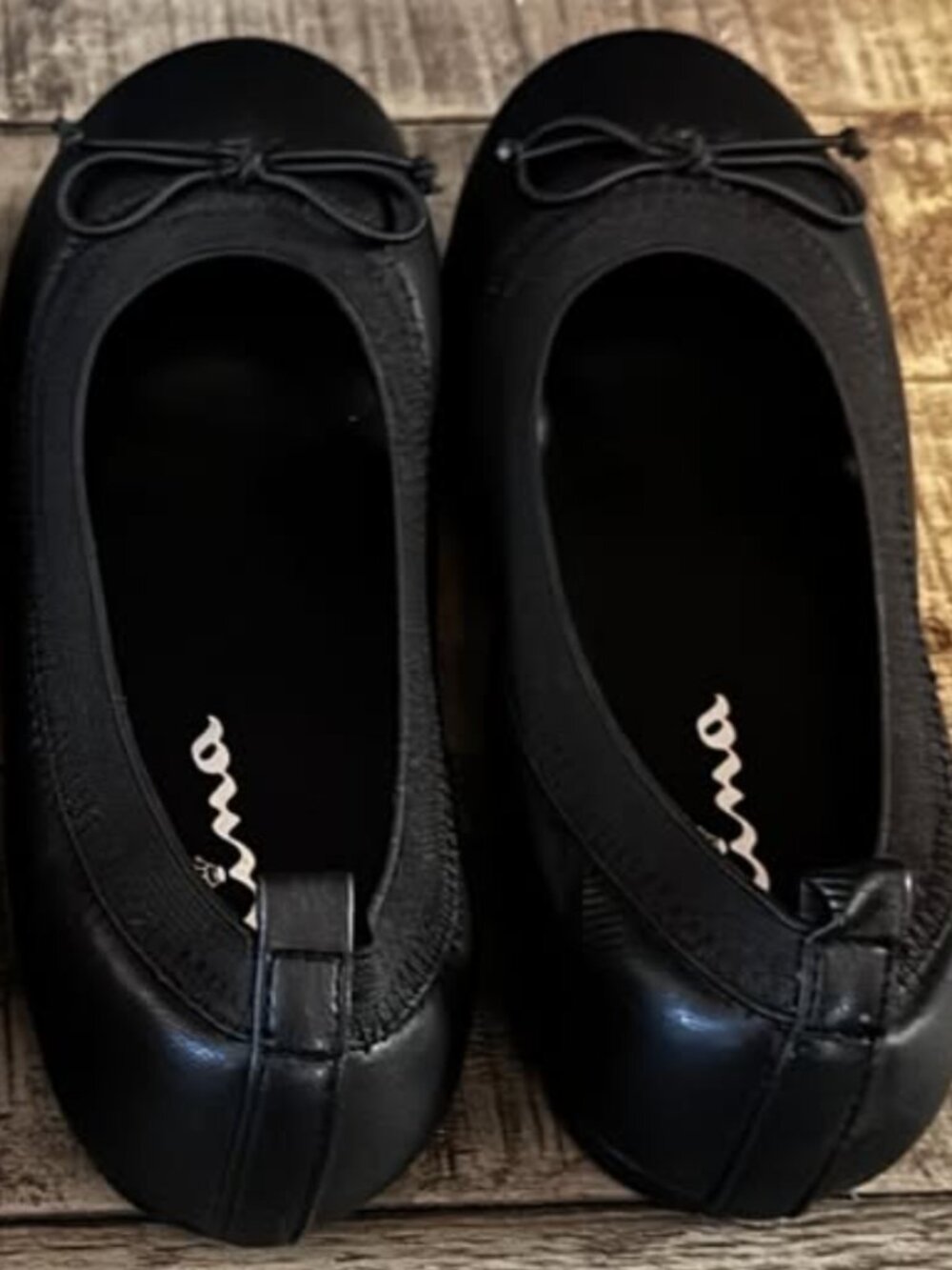 Nina Girls' Black Ballet Flats w/Bow, Size: Kids,Girls 1 1/2, New, No Tags - Picture 2 of 4
